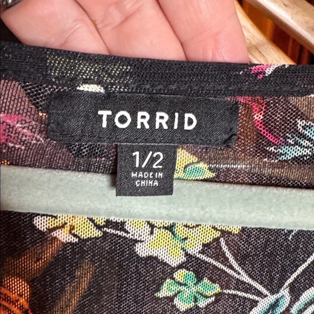 Torrid Floral Chiffon Kimono Duster Maxi Cardigan Black 1X 2X Boho Layer - Picture 6 of 9